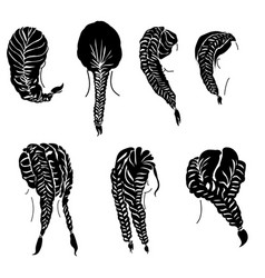 Hairstyle Fishtail Set Of Silhouettes Stylish