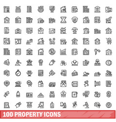 100 Property Icons Set Outline Style