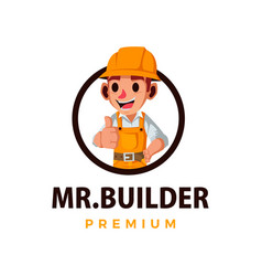 Construction Builder Thumb Up Mascot Character