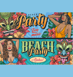 Beach Party Colorful Set Banners