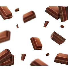 Chocolate Pieces Falling Blurred Cocoa Chunks