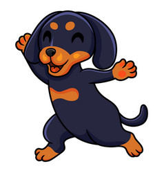 Cute Dashund Dog Cartoon Walking