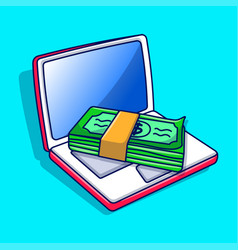 Laptop Computer With Money Business Clipart