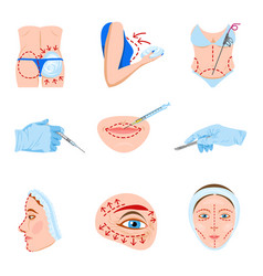 Plastic Surgery Flat Icons Set