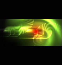 Colorful Wave Of Green And Yellow Light On Dark