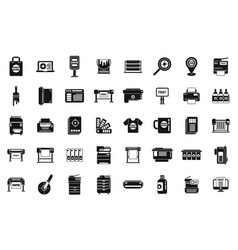 Digital Printing Icons Set Simple Computer