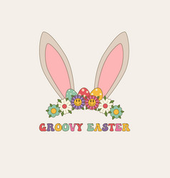 Easter Greeting Card With Bunny Ears Eggs