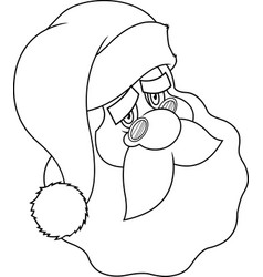 Outlined Sad Santa Claus Face Portrait Character