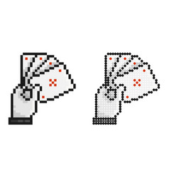 Pixel Icon Hand Holds Playing Cards Professional