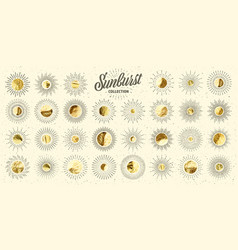 Vintage Grunge Sunburst Sunset Beams Gold Foil