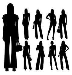 Woman Silhouette Set Icon Black Svg