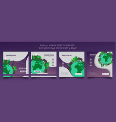 Set Of Social Media Post Template In Purple Cut