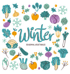 Winter Seasonal Vegetables Background