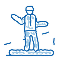 Snowboarder Slalom Doodle Icon Hand Drawn