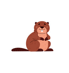 Cute Cartoon Beaver Brown Short-haired Wild