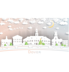 Dover Delaware Usa City Skyline In Paper Cut