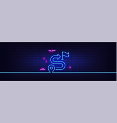 Journey Line Icon Road Path Sign Neon Light Glow