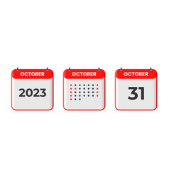 October 31 Calendar Design Icon 2023