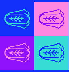 Pop Art Line Fresh Cabbage Vegetable Icon Isolated