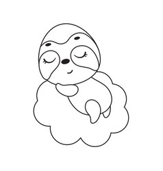 Coloring Page Cute Little Sloth Sleeping On Cloud