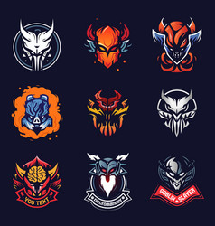 Logo Design Set Gamer Knight And Devil Character