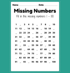 Maths Worksheets Missing Numbers 1 To 100