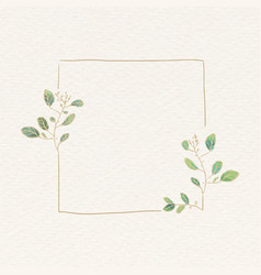 Gold Square Frame Sticker Green Gradient Botanical