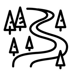 Ski Resort Forest Track Icon Outline Style