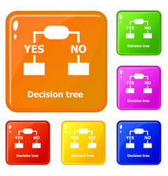 Decision Tree Icons Set Color