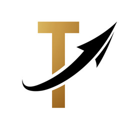 Gold And Black Futuristic Letter T Icon