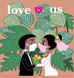 Love In Covid19 Wedding Card Nature Cartoon