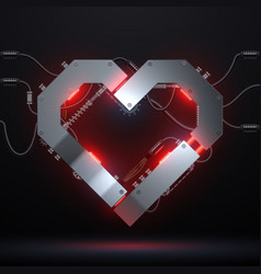 Metal Heart With Red Light Effect