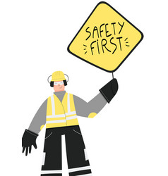 Safety First Poster With Industrial Worker