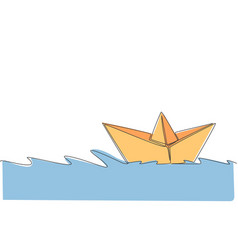 Single Continuous Line Drawing Of Paper Boat