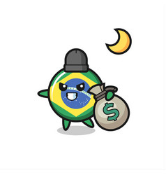 Brazil Flag Badge Cartoon Is Stolen Money