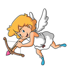 Cupid Man Is Aiming The Target With The Love Arrow