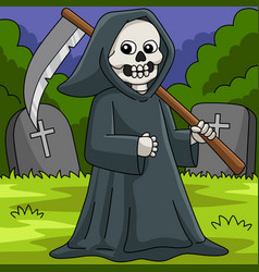 Grim Reaper Halloween Colored Cartoon