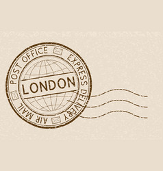 Postal Stamp Round Brown Postmark With London