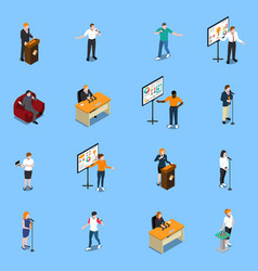 Public Speaking Isometric Icons Set