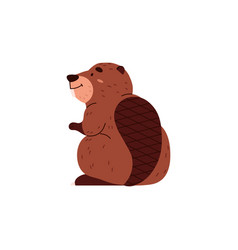 Cute Sitting Beaver Flat Style