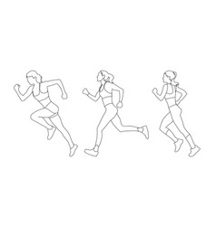 Silhouette Lines Three Running Girls