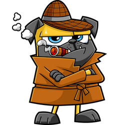 Cute Detective Pug Dog Cartoon Character