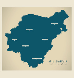 Mid Suffolk District Map - England Uk