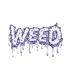 Weed Word Lettering Cannabis Leaf Smoke Effect