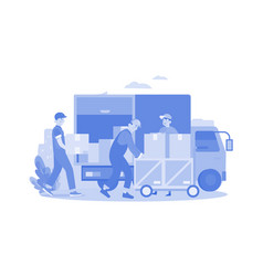 Worker Loading Packages On The Truck Concept