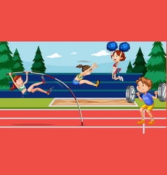 Scene With People Doing Track And Field Sports