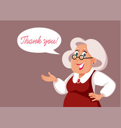 Senior Woman Saying Thank You Cartoon