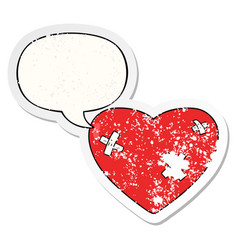 Cartoon Beaten Up Heart And Speech Bubble