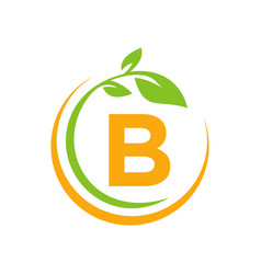 Eco Leaf Logo On Letter B Template