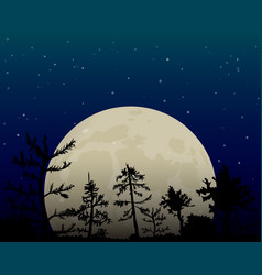 Big moon on night sky background Royalty Free Vector Image